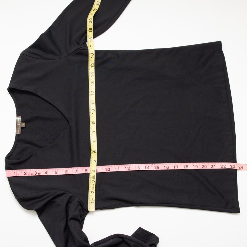 JudyP Karen Top V-Neck 3/4 Sleeve Shirt Relaxed Fit Stretch Black Size Small - Picture 6 of 6